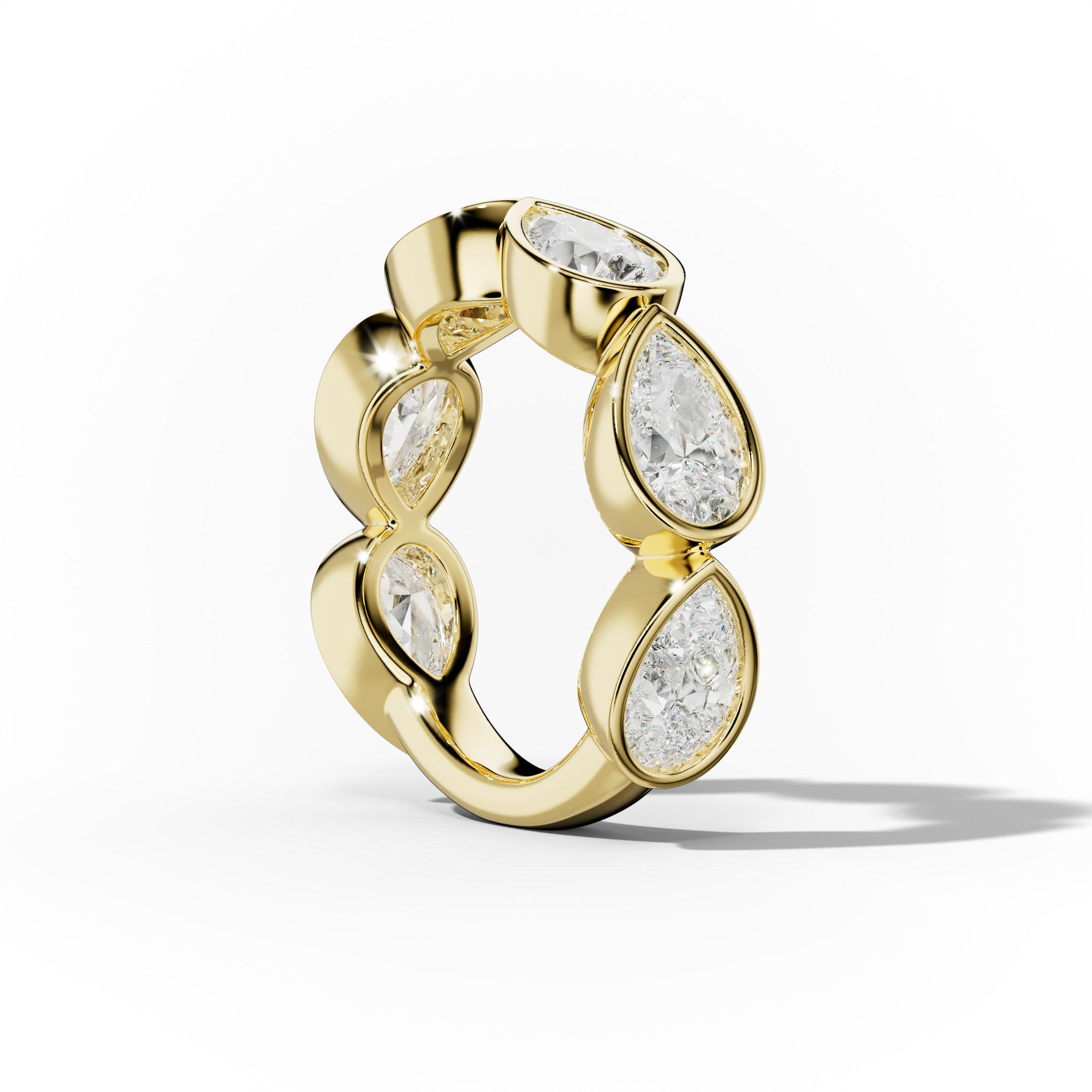 4.0 Carat East West Pear Shape Bezel Set Diamond Anniversary Band